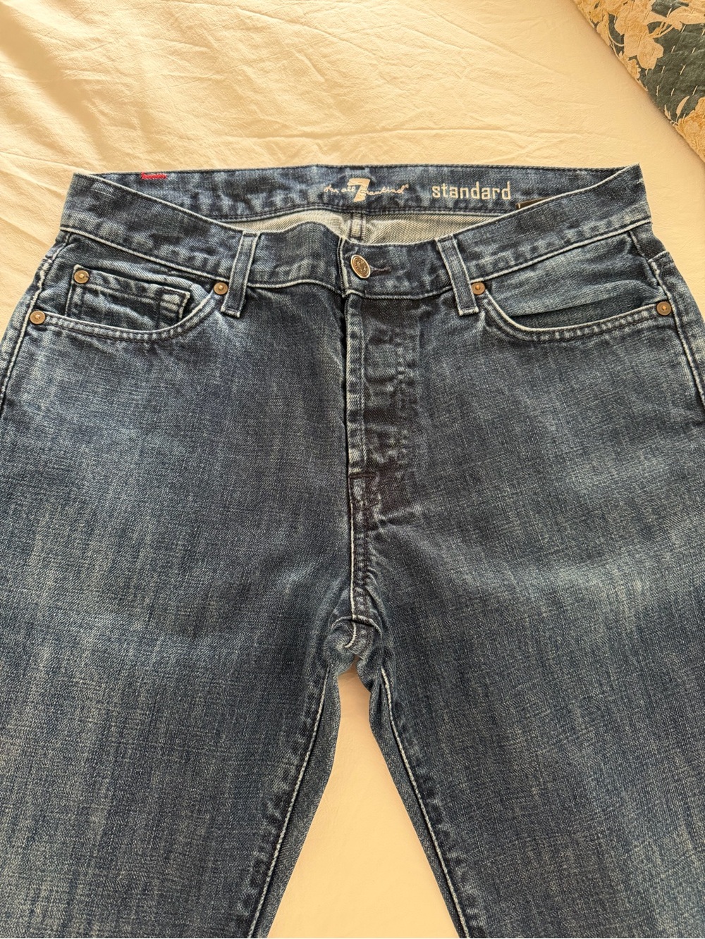 7 For All Mankind Slim Straight Dark Blue Jeans